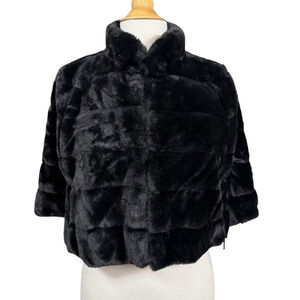BCBGeneration Faux Fur Cape Jacket Size Small NWT Black Cropped Coat